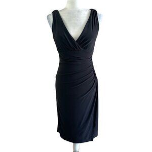 American Living Dress Vtg Y2K 2000s V-neck Ruched Black Cocktail Dress